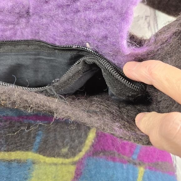 Vtg Rising Tide felted wool hobo hippie boho festival bag purse nepal - Picture 3 of 9